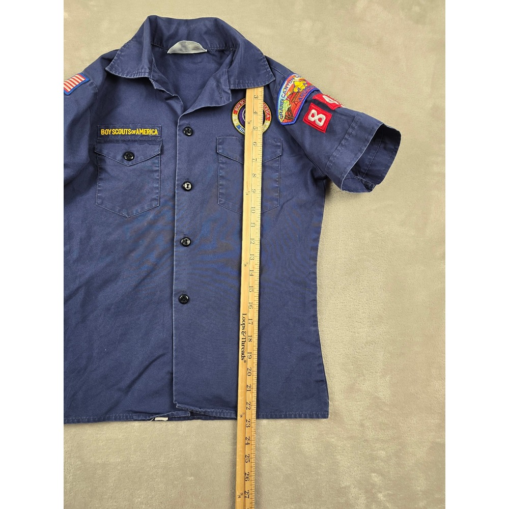Boy Scouts of America Uniform Shirt Kids Youth Medium Blue Patches Short Sleeve - Picture 6 of 8